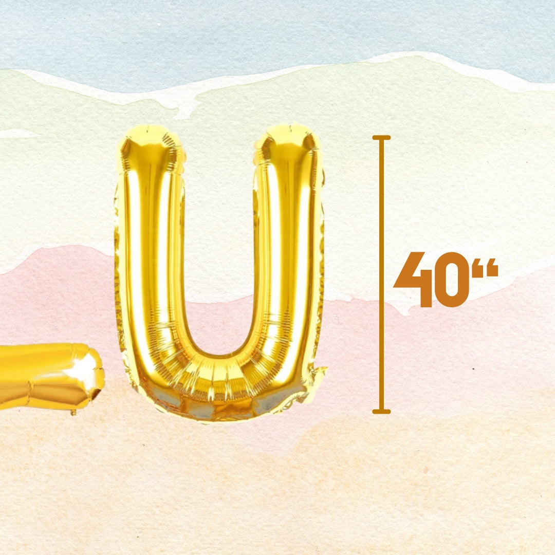 ILU Golden Foil Balloon Set -  Helium or Air Filled - 40 inches - 3PC