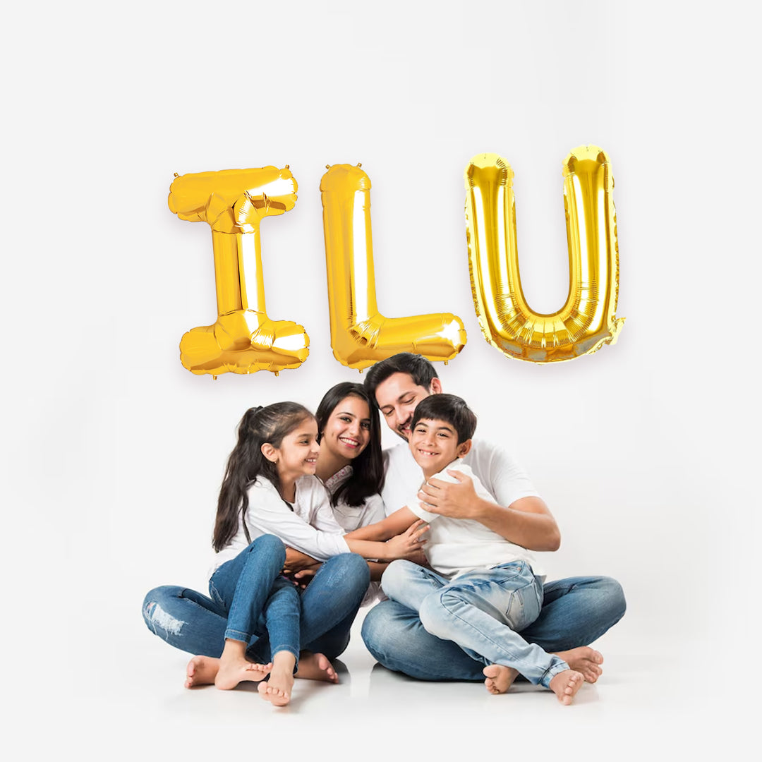 ILU Golden Foil Balloon Set -  Helium or Air Filled - 40 inches - 3PC