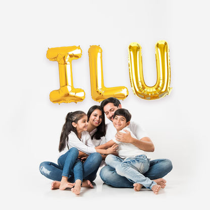 ILU Golden Foil Balloon Set -  Helium or Air Filled - 40 inches - 3PC