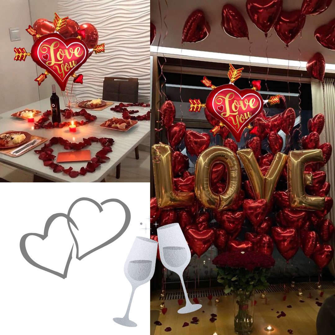 Heart Infused with Arrows All Over Love You Foil Balloon - 34 inches - 1PC