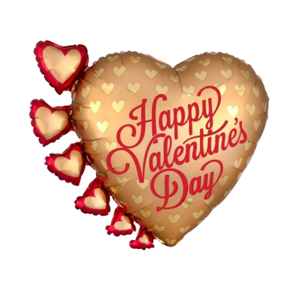 Pretty Gold Heart Happy Valentine Balloon 24 Inch - 1 Pc