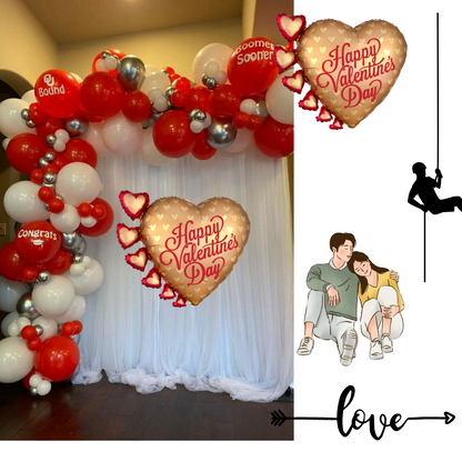 Pretty Gold Heart Happy Valentine Balloon 24 Inch - 1 Pc