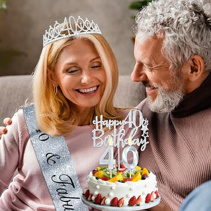 Happy 40th Birthday Silver Tiara - 1PC