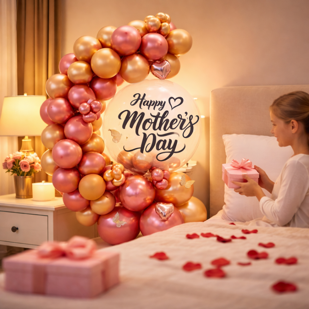 Happy Mother's Day Air Filled Stylish Balloon Bouquet | Pre-Inflated & Delivered