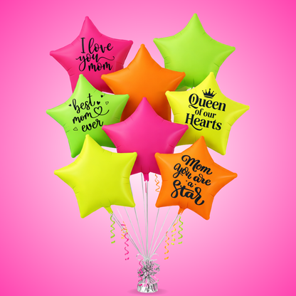 Mom You’re Special Printed with UV Neon Star Balloons Set of 8