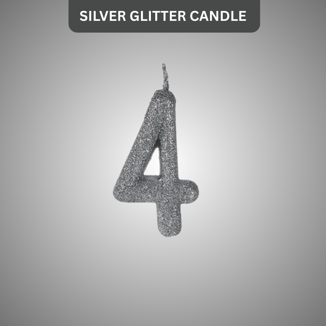 No. 4 Glitter Silver Candle - 1PC