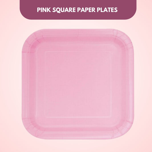 Classic Pink Square Paper Plates 9 - 8PC