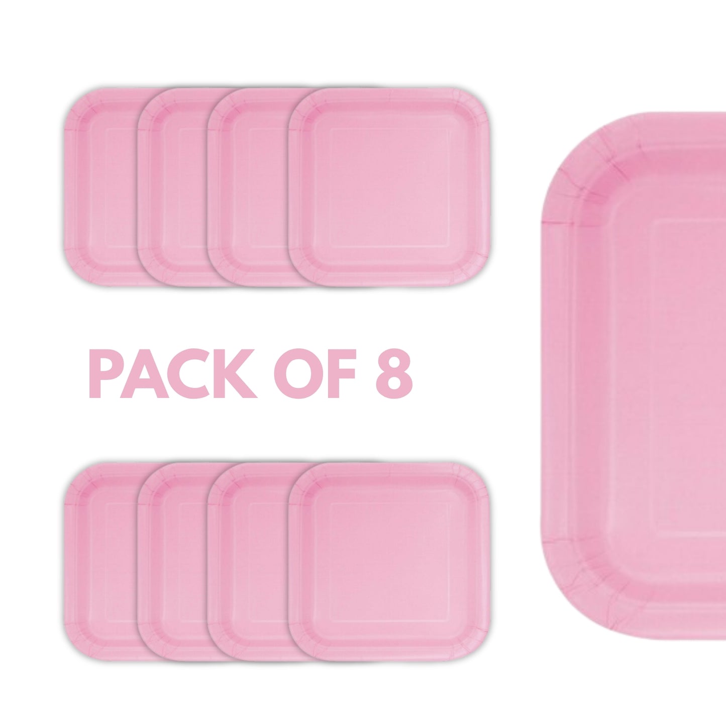 Classic Pink Square Paper Plates 9 - 8PC