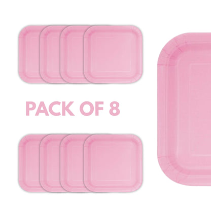 Classic Pink Square Paper Plates 9 - 8PC