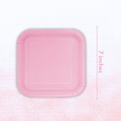 Classic Pink Square Paper Plates 9 - 8PC