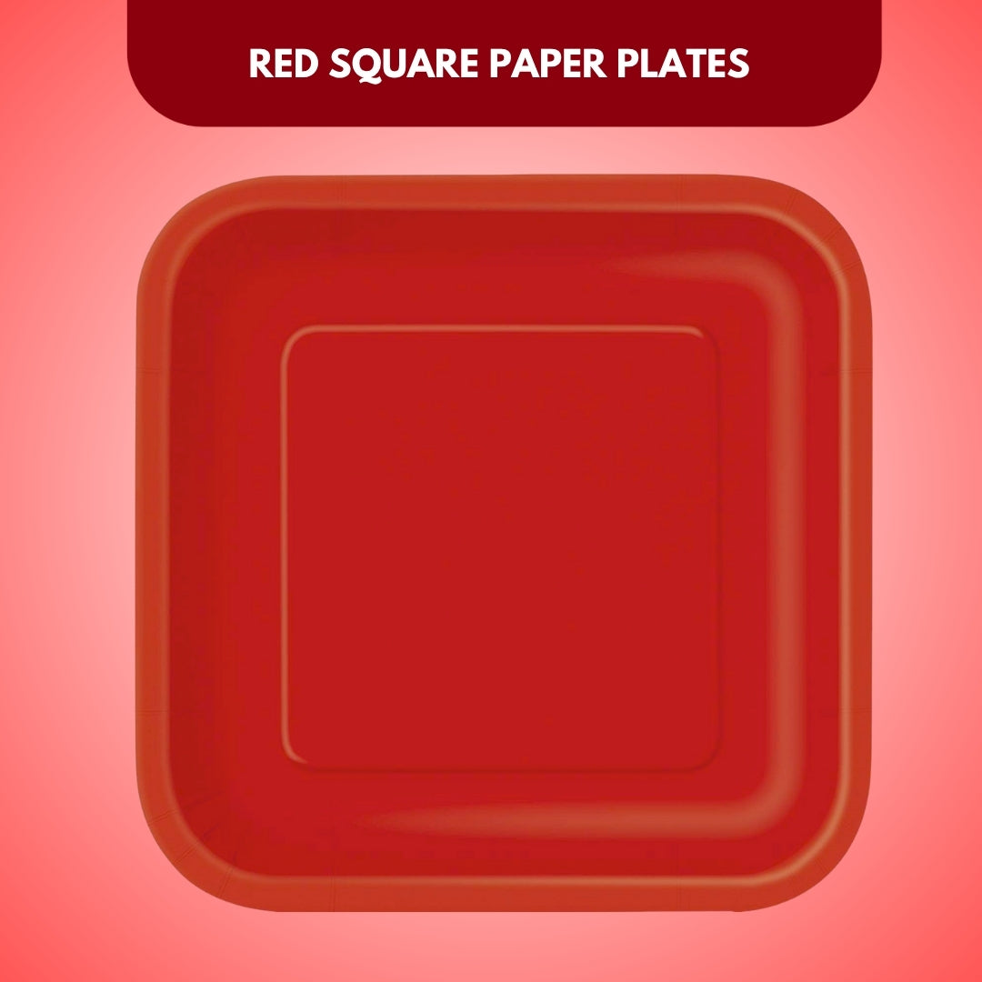 Classic Red Square Paper Plates 9" - 8PC