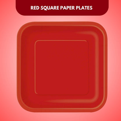 Classic Red Square Paper Plates 9" - 8PC
