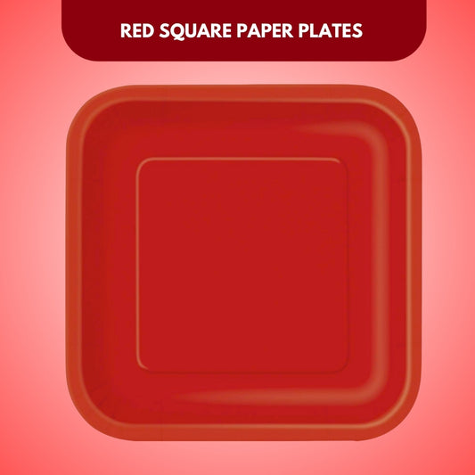 Classic Red Square Paper Plates 9" - 8PC