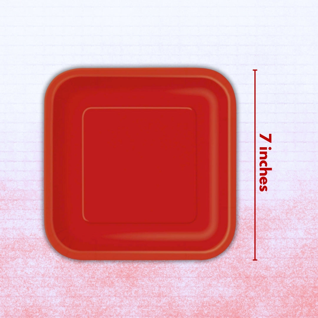 Classic Red Square Paper Plates 9" - 8PC