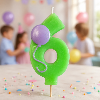 Number 6 Green Birthday Cake Candle