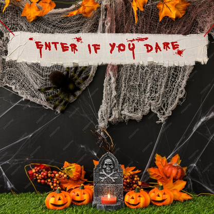 Enter if you Dare Welcome paper banner in Jute Finish - Approx. 4 FT