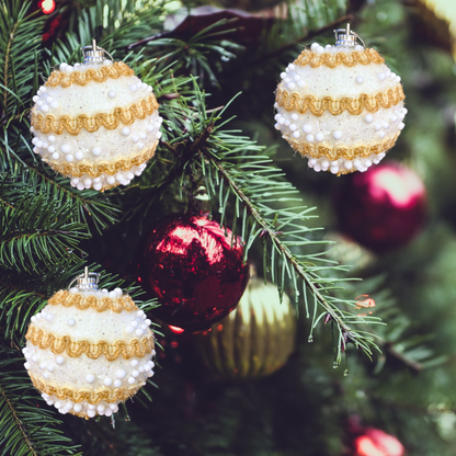 Christmas Tree Ornaments Vintage Snow Balls 2Pc
