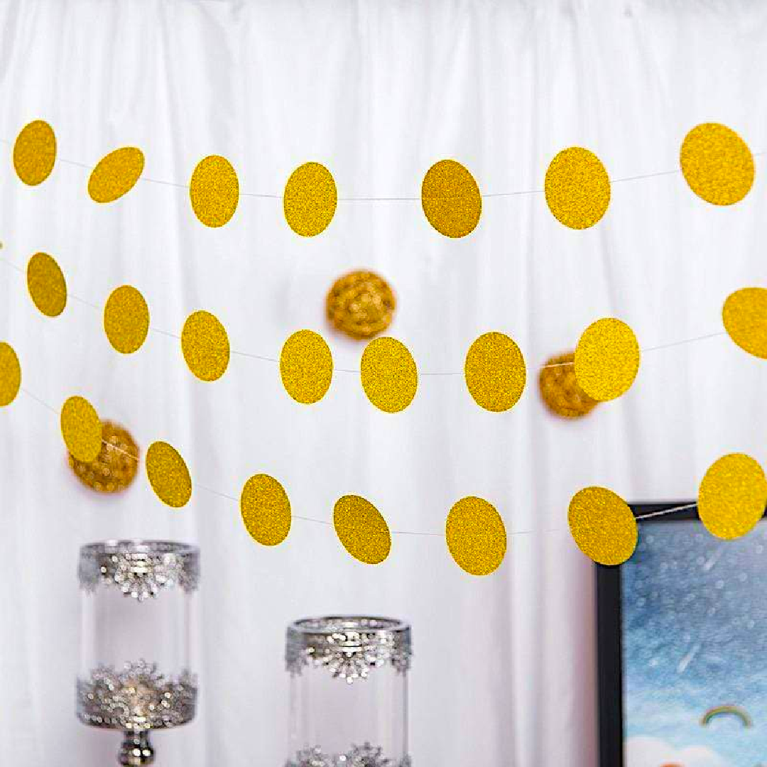 Glitter Round Golden String Decoration - 1PC