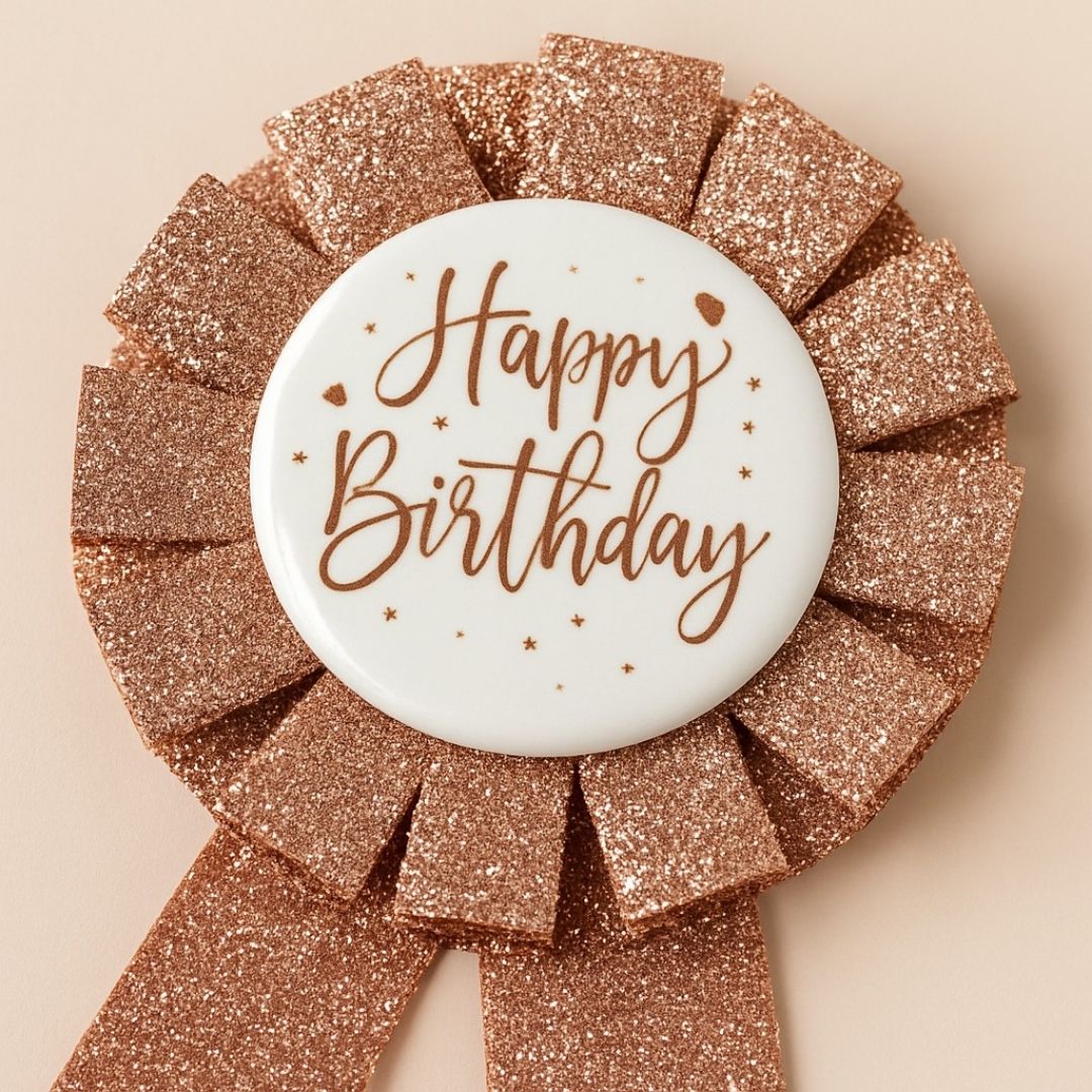 Happy Birtday Rose Gold Award Ribbon  - 1PC