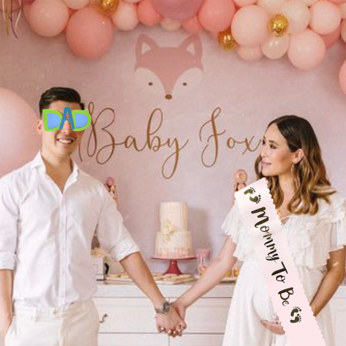 Mom To Be Sash Satin Pink & Green DAD Sunglasses - 2PC
