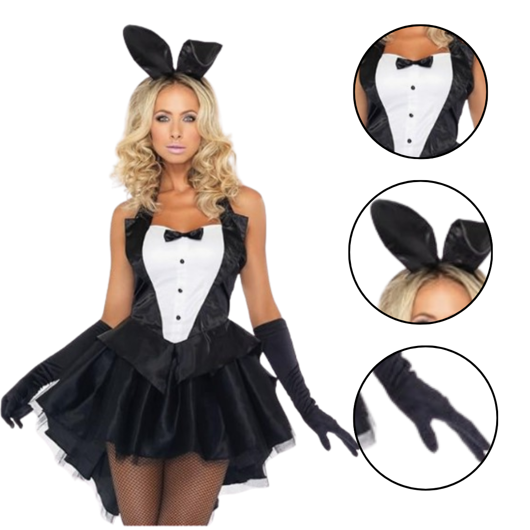 Adult Sexy Bunny Costume w/ Gloves, Bunny Ears & Tail