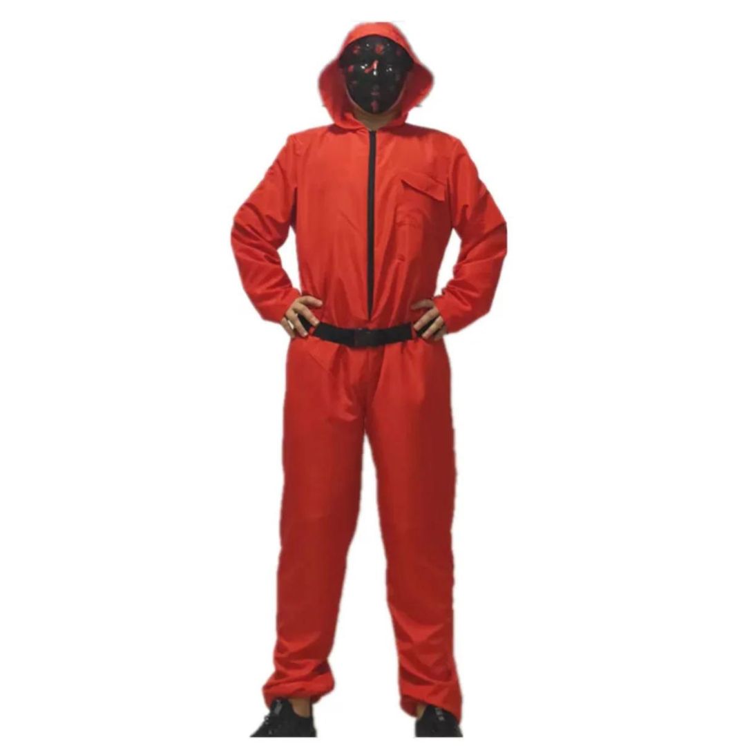 SQUID Game Adult Red Costume with Mask for Adults - Free Size