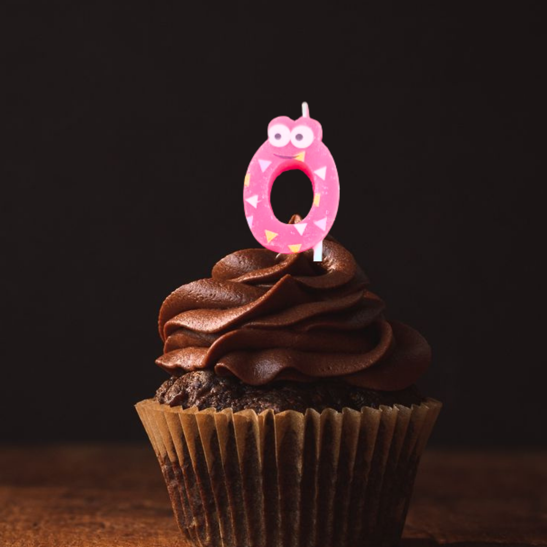 Number 0 Candle with Stars - 3PC
