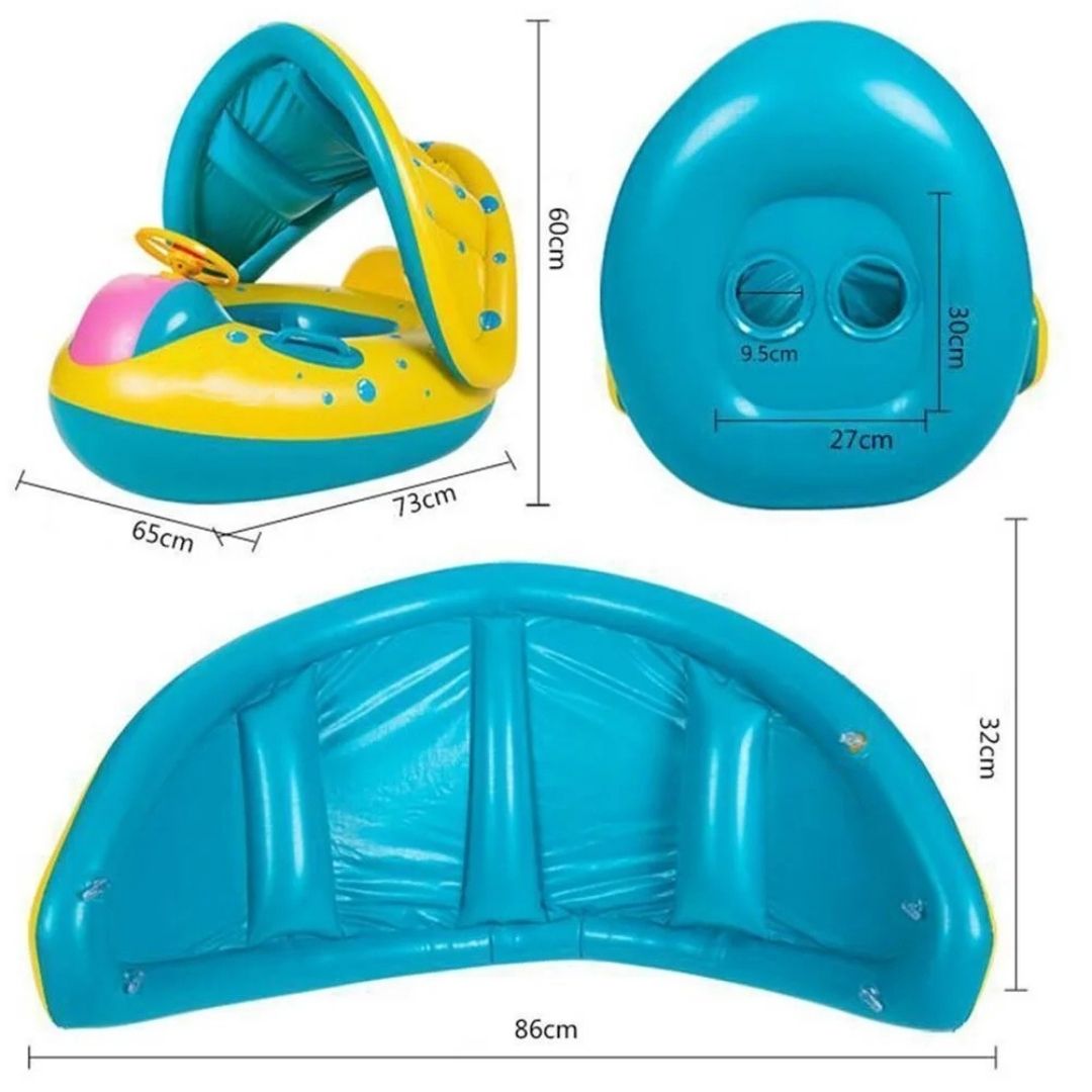 Inflatable Cars Pool Float with Canopy for Kids - 1PC