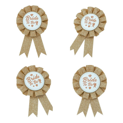 Bride To Be Award Ribbon with Gold Glitter - 1PC