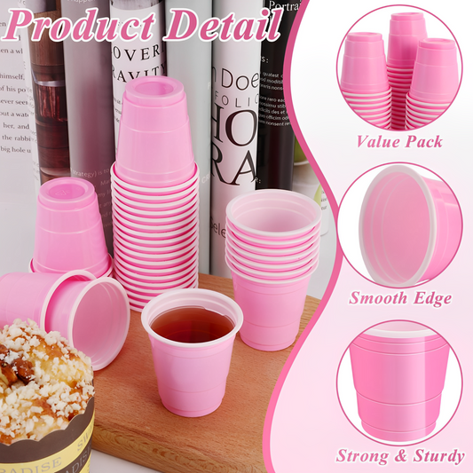 Wanna Party Pack of 10 Reusable Pink Shot Glasses/ Pink Solo Cups Perfect for Bachelorette Parties, Christmas, New Year's Eve, Bachelor Parties, Cocktail Nights or Weddings