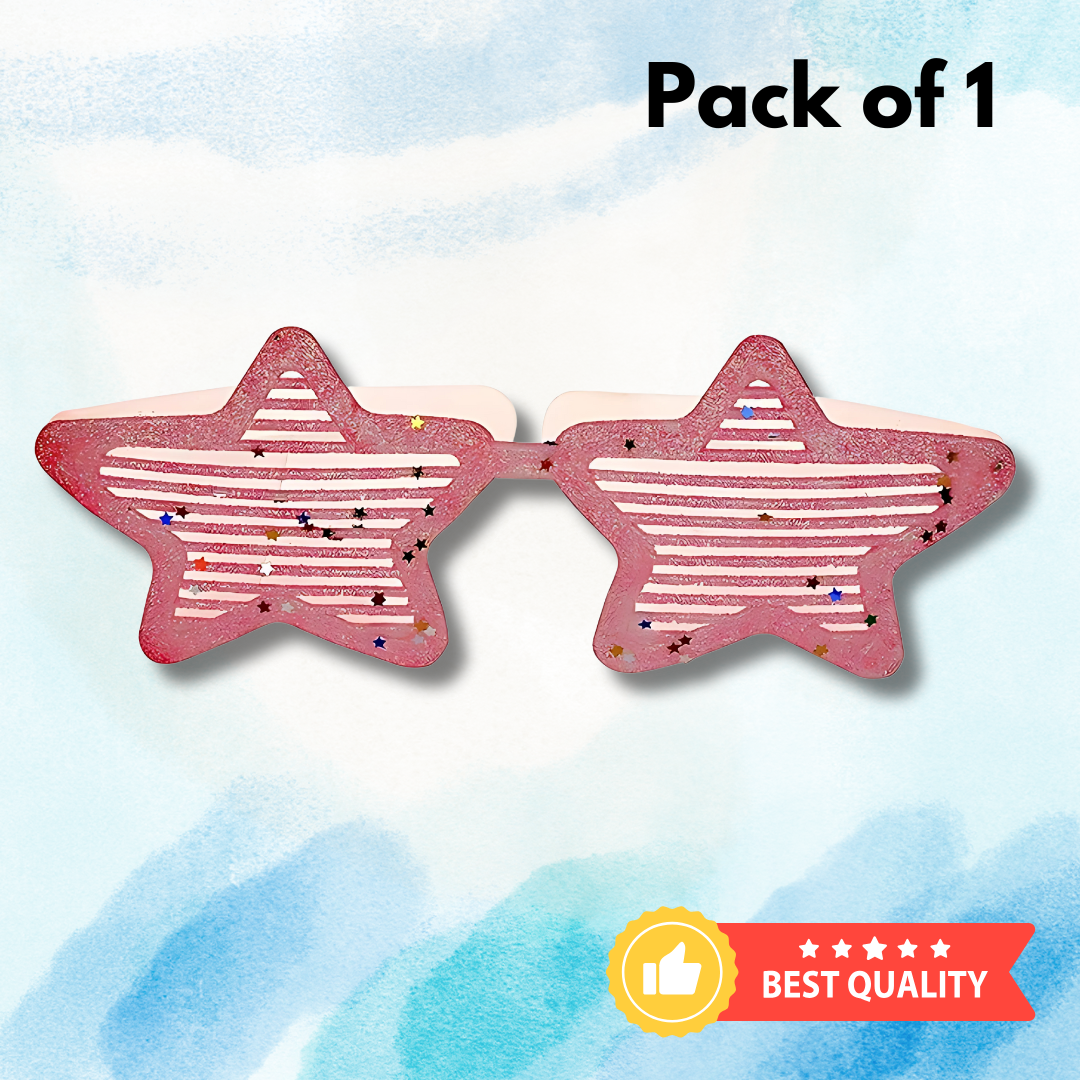 Neon Pink Glitter Star Shaped Shades - 1PC