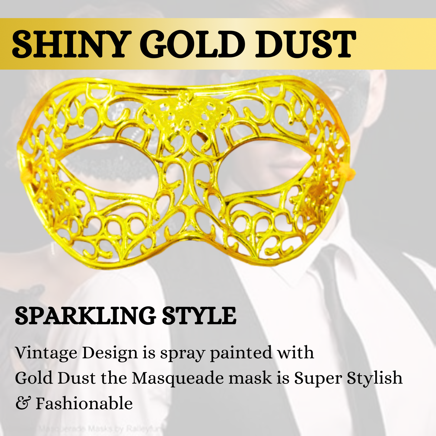Masquerade Black, Golden & Silver Mask Set for Men - 3PC