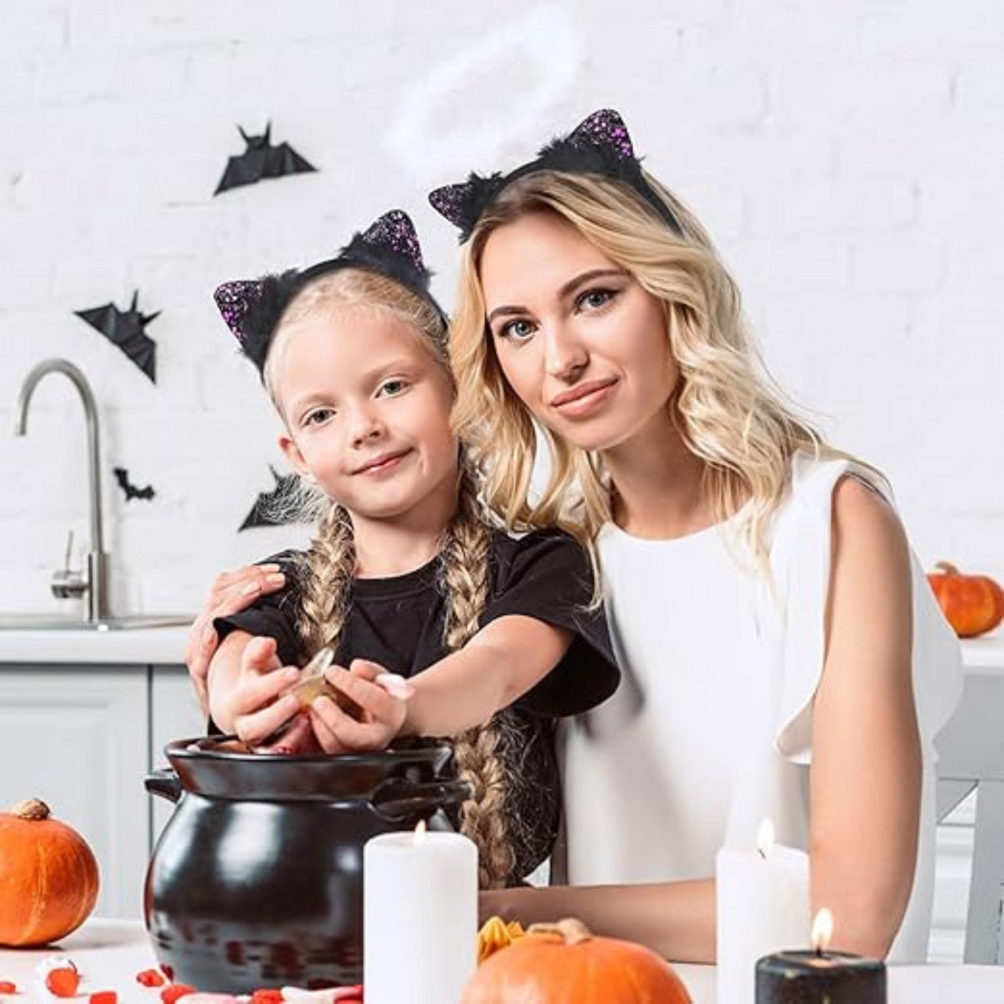 Naughty Cat Ears Glittery Purple Headband for Girls - 1PC
