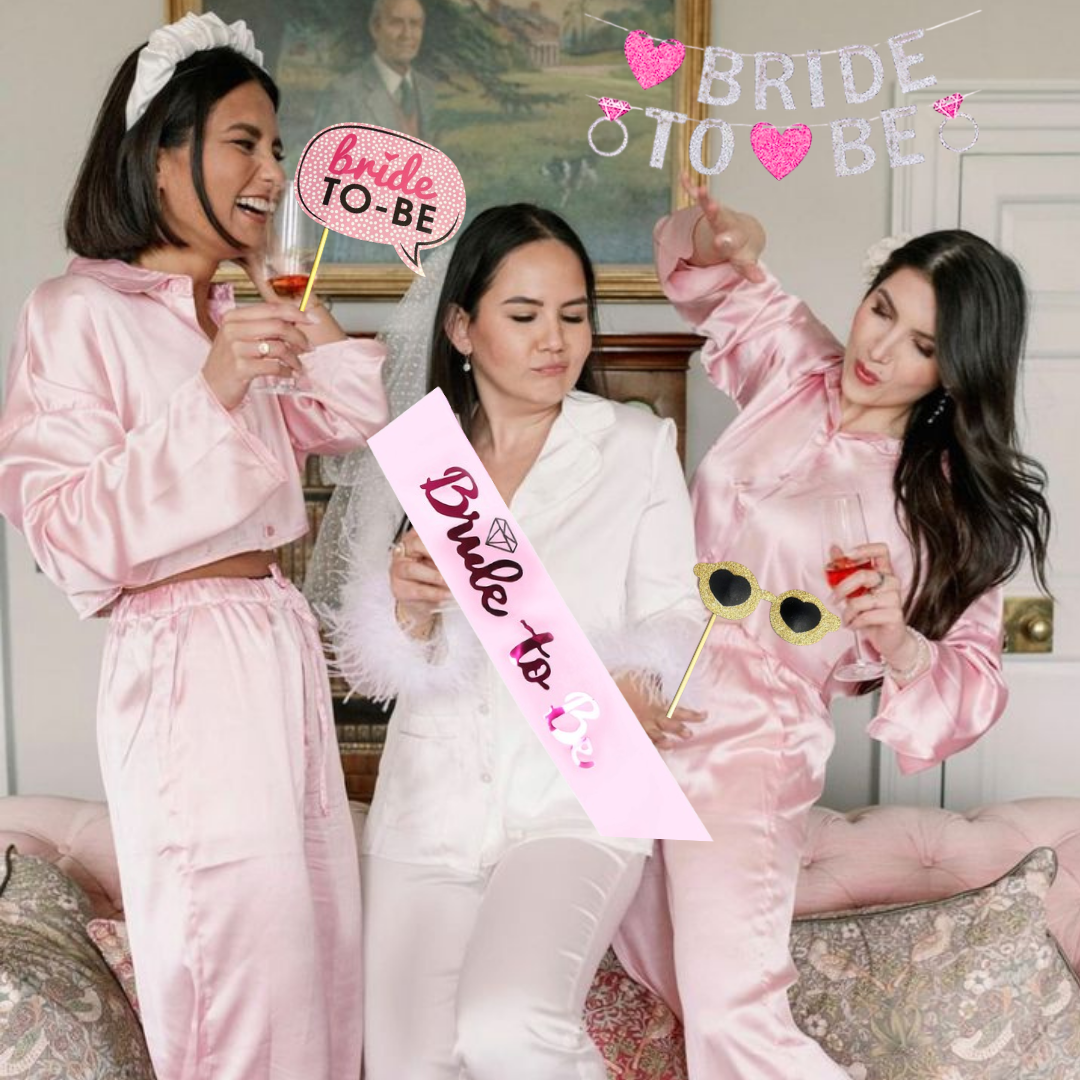 Bride To Be Metallic Pink & Silver Bachellorette Decor Set - 38PC