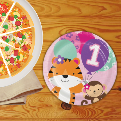 Happy 1st Birthday Party Paper Plates - 9 inches - 8PC