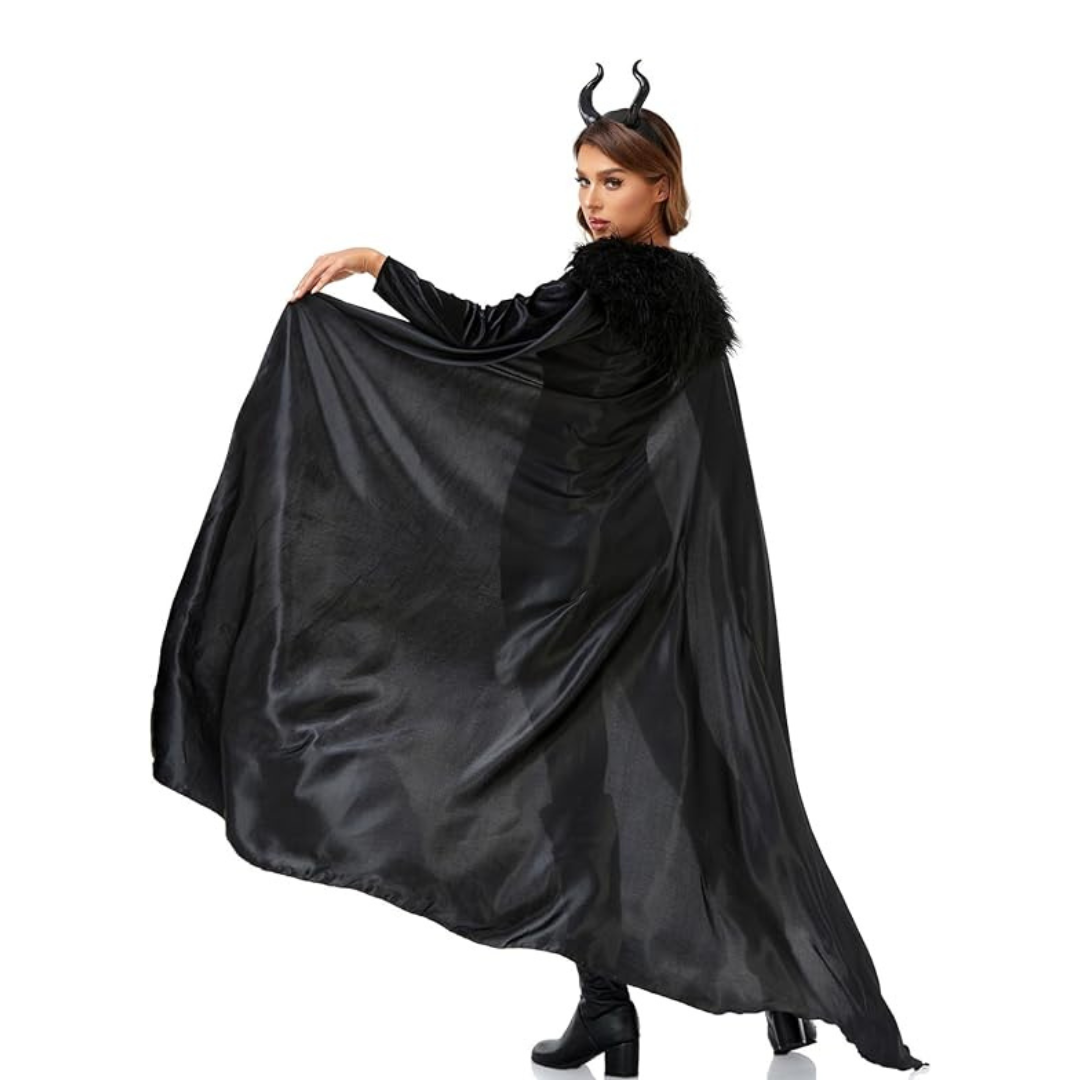 Maleficient Velvet Costume with Cape and Headband