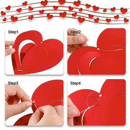 3D Heart Rotating Decoration Set - 16PC