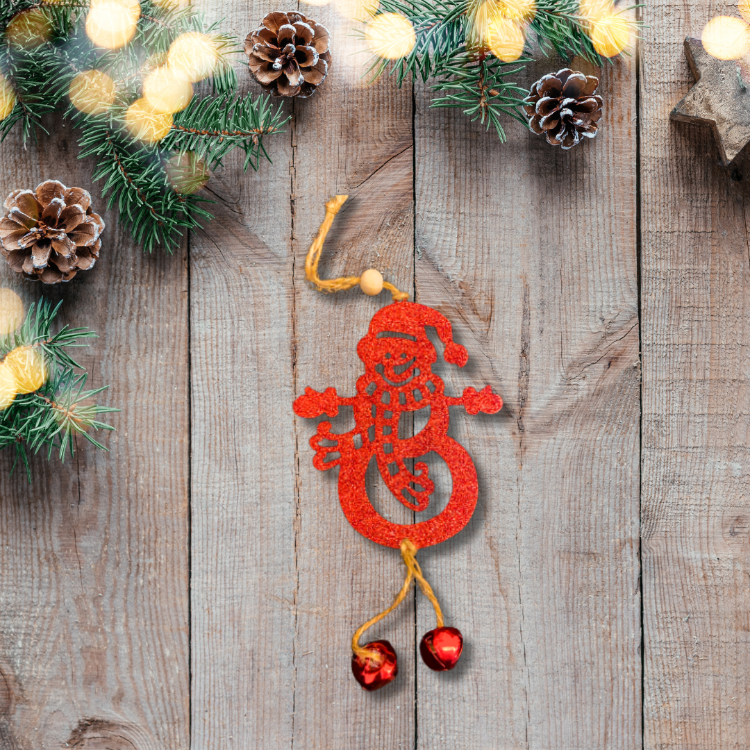 Christmas Tree Ornaments - Glitter Red Snowman Hanging Decoration - 1PC