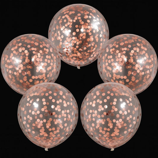 Wanna Party 5 Pieces 24 Inch Jumbo Bubble Confetti Bobo Balloons Including Gold Confetti for Wedding Birthday Anniversary Christmas Decorations(Rose Gold)