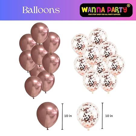 Rose Gold Balloons for Birthday Decoration - Elegant 68 Pcs