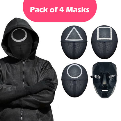 Squid Game Black Mask Set for Halloween Party - 4PC