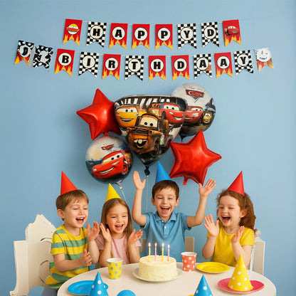 Racing Car F1 Theme Party Banner & Balloons Combo - 6PC