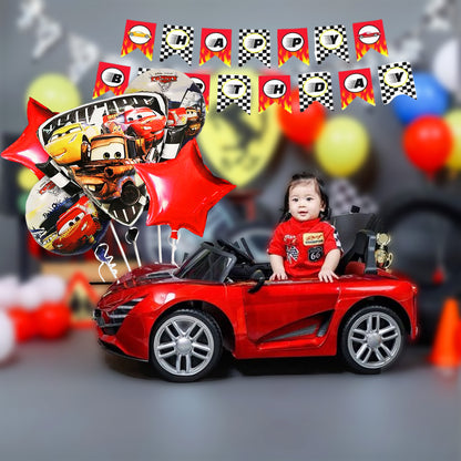 Racing Car F1 Theme Party Banner & Balloons Combo - 6PC