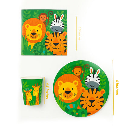 Jungle Theme Birthday Tableware Set - 36PC - Up to 10 Pax
