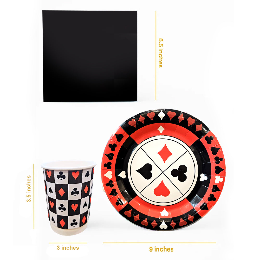 Card Party Theme Tableware Set w/ Plates, Cups & Napkins - 40PC