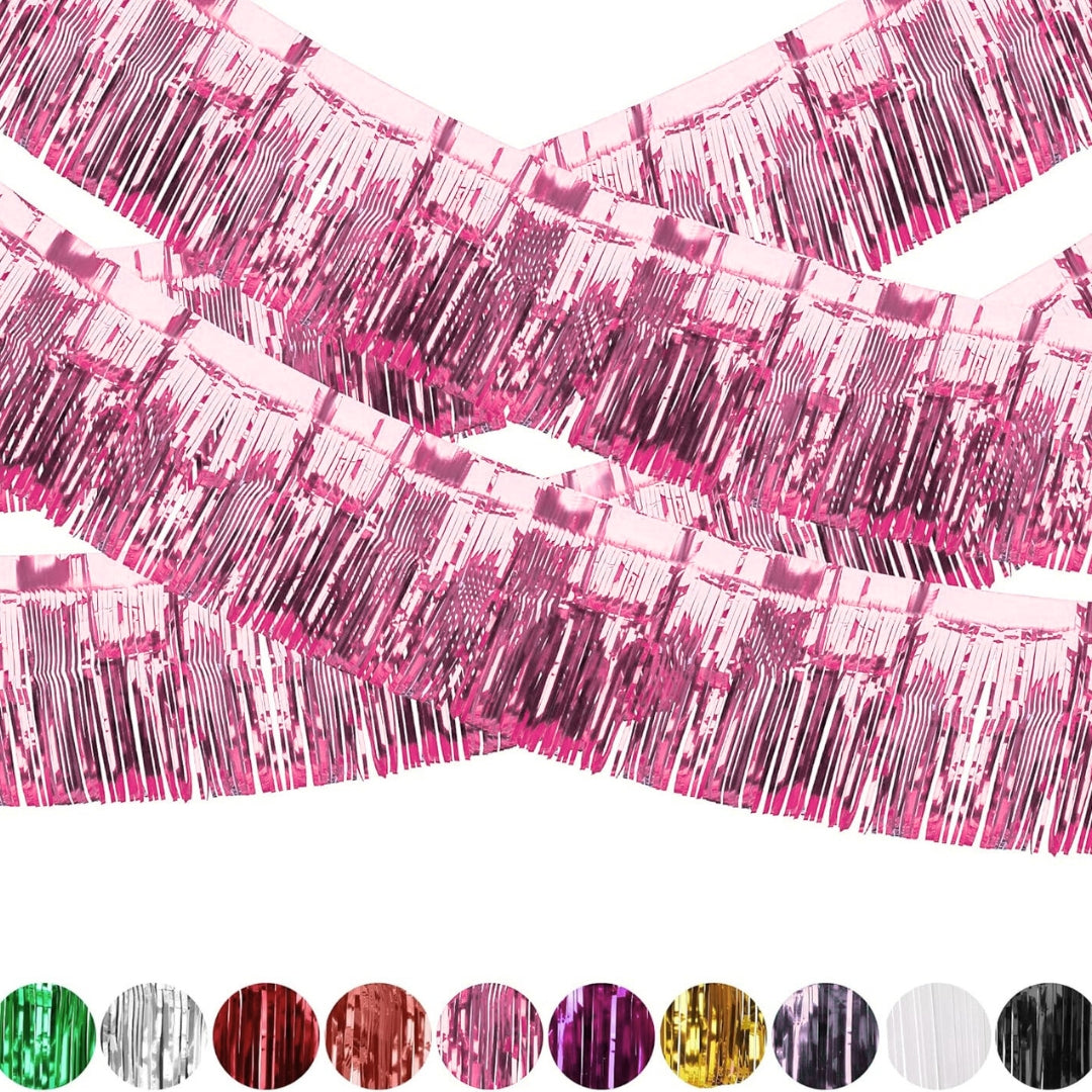 Metallic Foil Fringe Light Pink Garland Set for Wall Hanging Decoration - 4PC