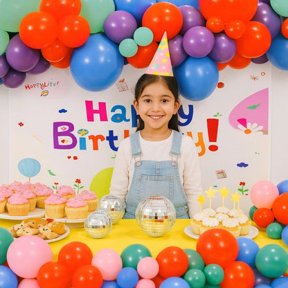 Happy Birthday Banner, Flag Bunting and Balloons
