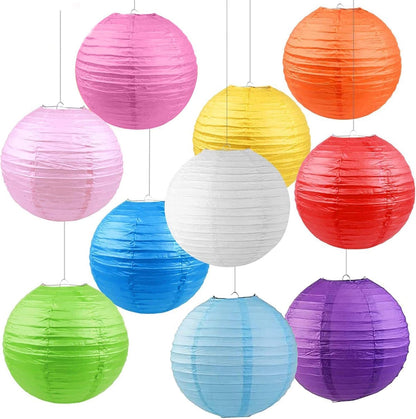 Pack of 7 Vibrant Paper Lanterns & Butterfly Decoration Set