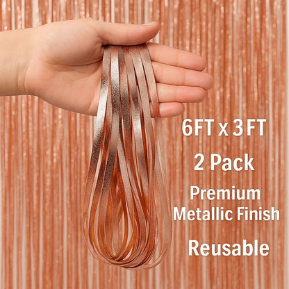 2Pcs Textured Shiny Rose Pink Foil Curtain For Decoration – 3.28 x 6.56 FT