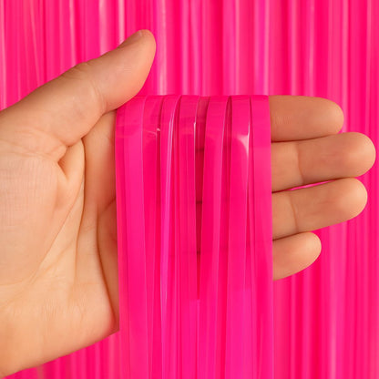 Wanna Party Pack of 2 Neon Pink Foil Curtains Backdrop